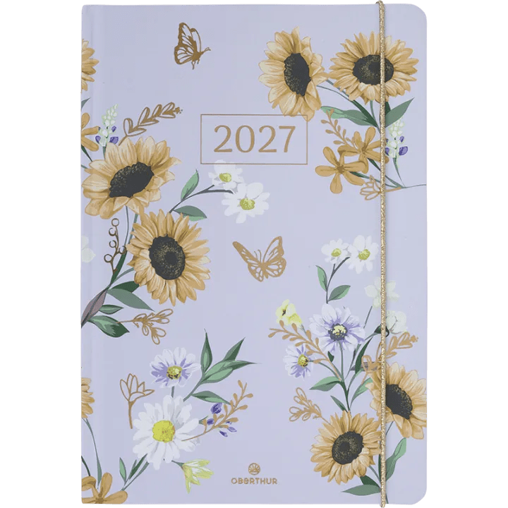 Agenda 2027 OBERTHUR Giverny - 16 x 24 cm - 1 semaine sur 2 pages - Orientation verticale - Tournesol - 3664447233680