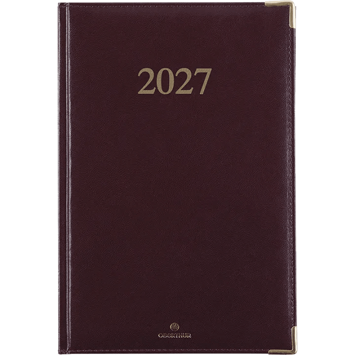 Agenda 2027 OBERTHUR Kiev - 16 x 24 cm - 1 semaine sur 2 pages - Orientation verticale - Bordeaux - 3664447229874