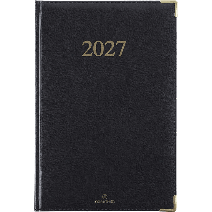 Agenda 2027 OBERTHUR Kiev - 16 x 24 cm - 1 semaine sur 2 pages - Orientation verticale - Noir - 3664447229850