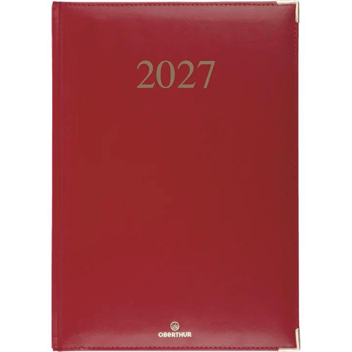 Agenda 2027 OBERTHUR Kiev - 16 x 24 cm - 1 semaine sur 2 pages - Orientation verticale - Rouge - 3664447229881