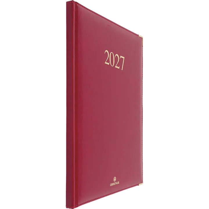 Agenda 2027 OBERTHUR Kiev - 16 x 24 cm - 1 semaine sur 2 pages - Orientation verticale - Rouge - 3664447229881