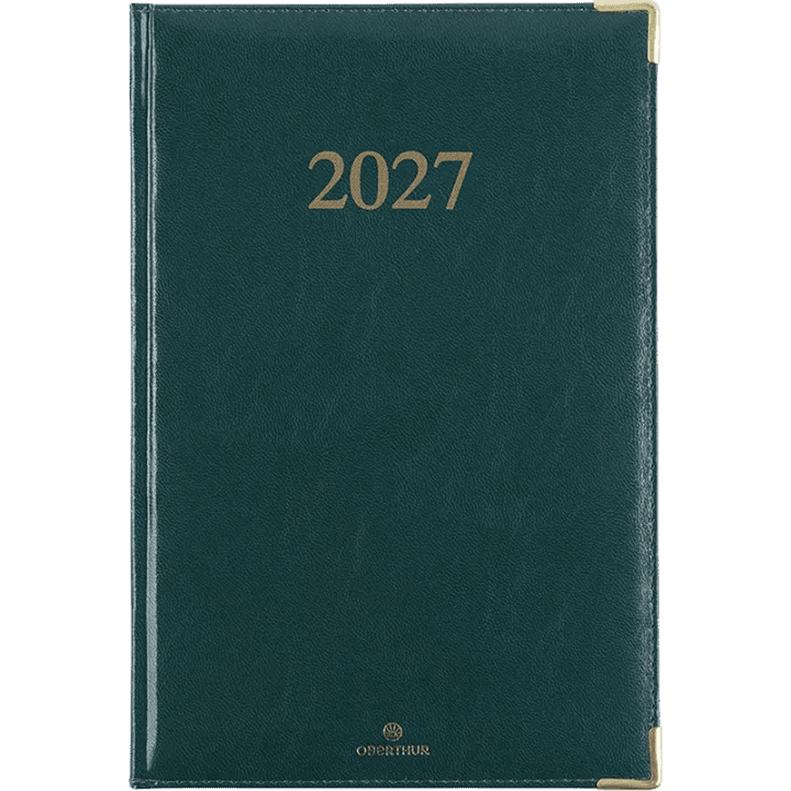 Agenda 2027 OBERTHUR Kiev - 16 x 24 cm - 1 semaine sur 2 pages - Orientation verticale - Vert - 3664447229898