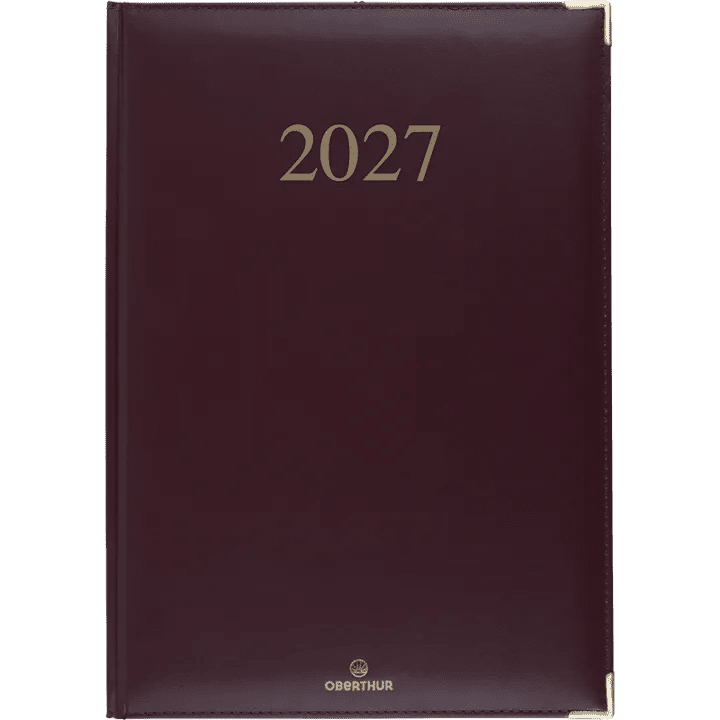 Agenda 2027 OBERTHUR Kiev - 21 x 27 cm - 1 semaine sur 2 pages - Orientation verticale - Bordeaux - 3664447229829
