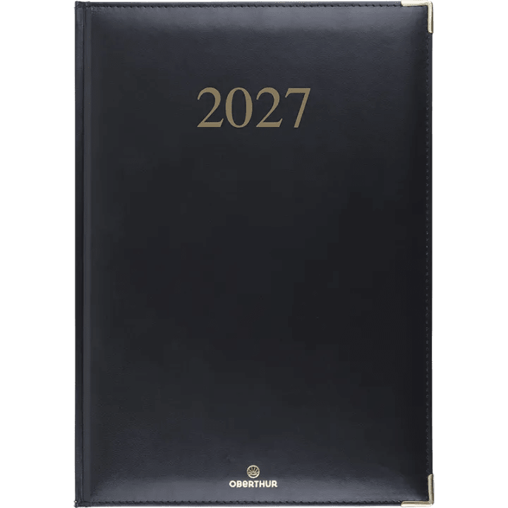 Agenda 2027 OBERTHUR Kiev - 21 x 27 cm - 1 semaine sur 2 pages - Orientation verticale - Noir - 3664447229799