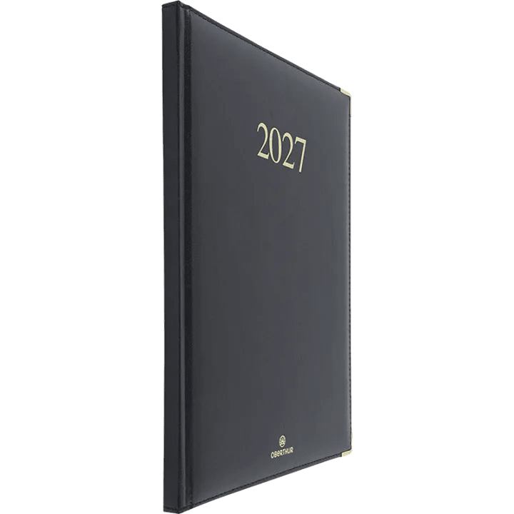 Agenda 2027 OBERTHUR Kiev - 21 x 27 cm - 1 semaine sur 2 pages - Orientation verticale - Noir - 3664447229799