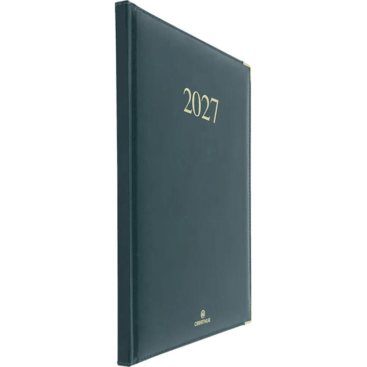 Agenda 2027 OBERTHUR Kiev - 21 x 27 cm - 1 semaine sur 2 pages - Orientation verticale - Vert - 3664447229843
