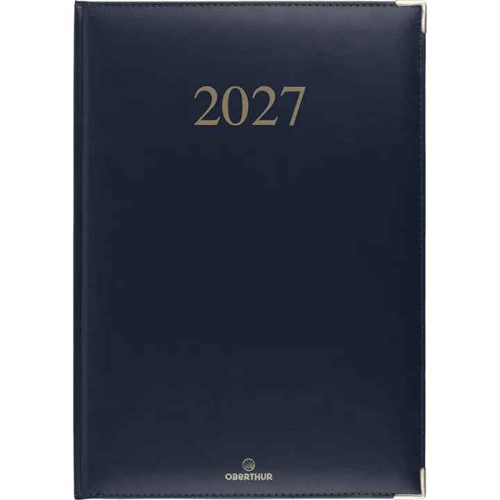 Agenda 2027 OBERTHUR Kiev - 21 x 29,7 cm - 1 semaine sur 2 pages - Orientation verticale - Marine - 3664447229751