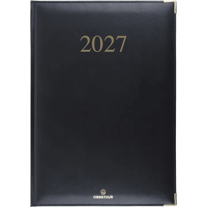 Agenda 2027 OBERTHUR Kiev - 21 x 29,7 cm - 1 semaine sur 2 pages - Orientation verticale - Noir - 3664447229744