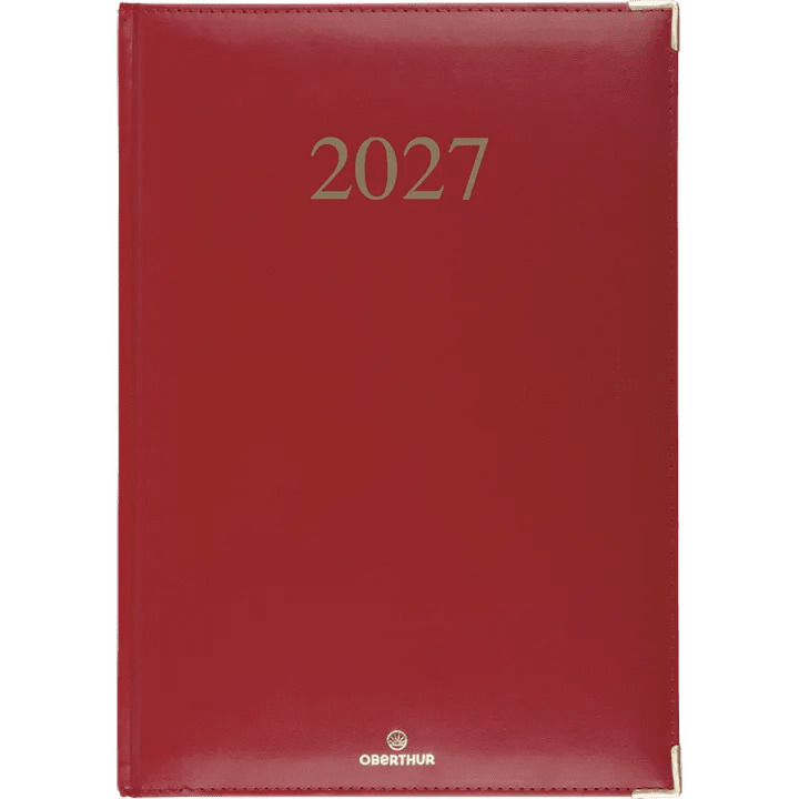 Agenda 2027 OBERTHUR Kiev - 21 x 29,7 cm - 1 semaine sur 2 pages - Orientation verticale - Rouge - 3664447229775