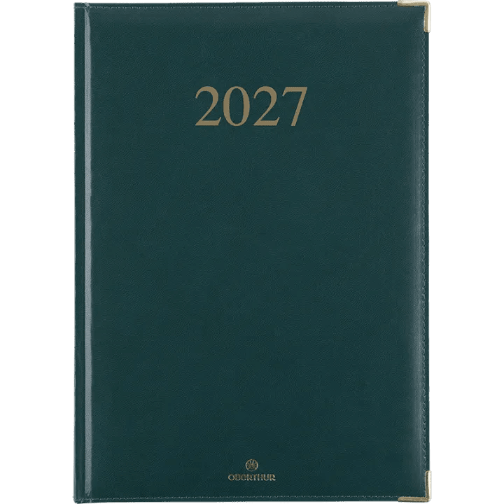Agenda 2027 OBERTHUR Kiev - 21 x 29,7 cm - 1 semaine sur 2 pages - Orientation verticale - Vert - 3664447229782
