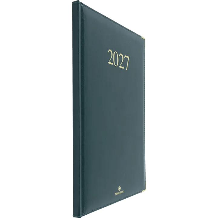 Agenda 2027 OBERTHUR Kiev - 21 x 29,7 cm - 1 semaine sur 2 pages - Orientation verticale - Vert - 3664447229782