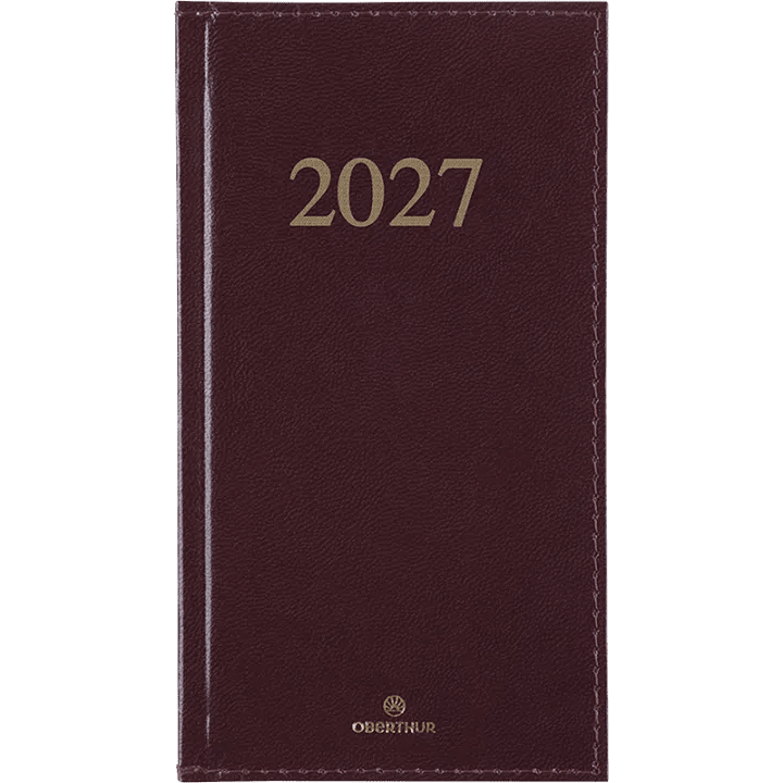 Agenda 2027 OBERTHUR Kiev - 9 x 16,5 cm - 1 semaine sur 2 pages - Orientation verticale - Bordeaux - 3664447229928