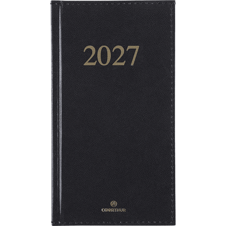 Agenda 2027 OBERTHUR Kiev - 9 x 16,5 cm - 1 semaine sur 2 pages - Orientation verticale - Noir - 3664447229904