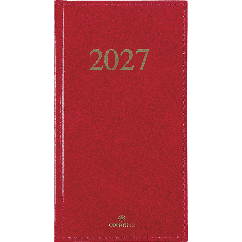 Agenda 2027 OBERTHUR Kiev - 9 x 16,5 cm - 1 semaine sur 2 pages - Orientation verticale - Rouge - 3664447229935