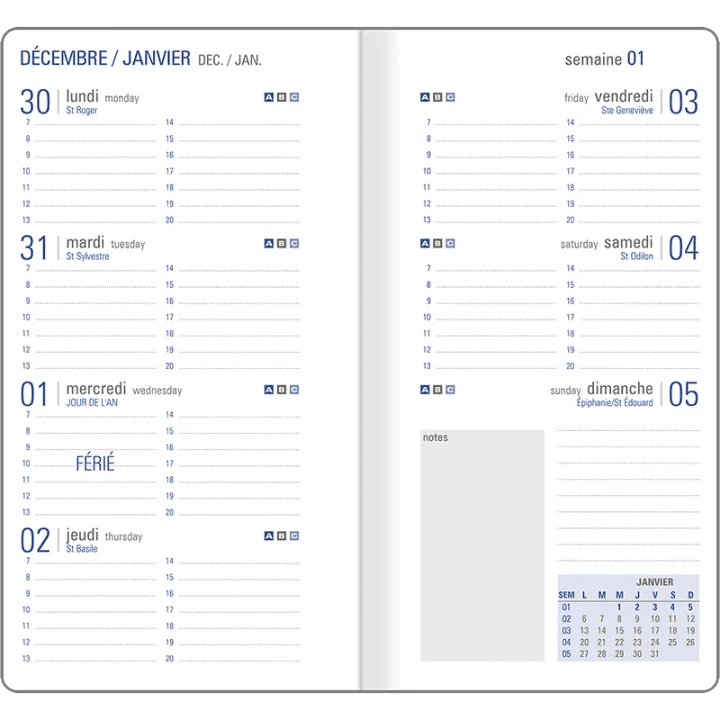 Agenda 2027 OBERTHUR Kiev - 9 x 16,5 cm - 1 semaine sur 2 pages - Orientation verticale - Vert - 3664447229942