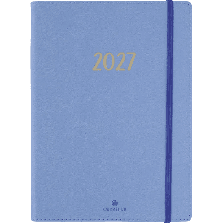 Agenda 2027 OBERTHUR My Hello Agenda - 15 x 21 cm - 1 semaine sur 2 pages - Orientation horizontale - Bleu ciel - 3664447229126