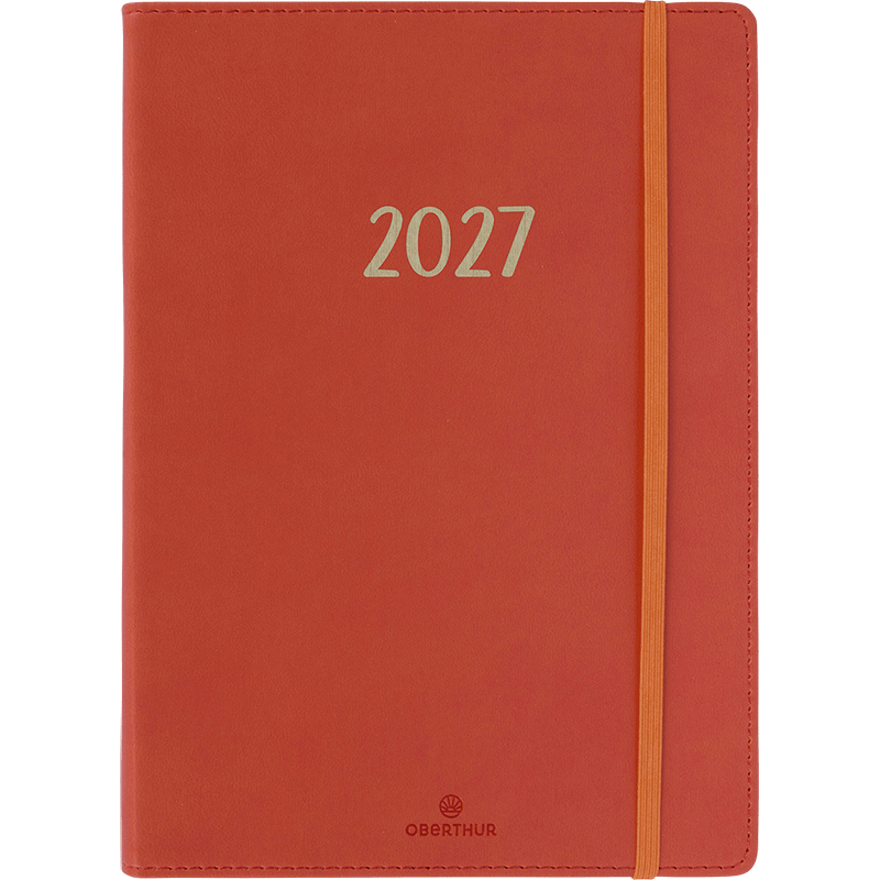 Agenda 2027 OBERTHUR My Hello Agenda - 15 x 21 cm - 1 semaine sur 2 pages - Orientation horizontale - Corail - 3664447229140