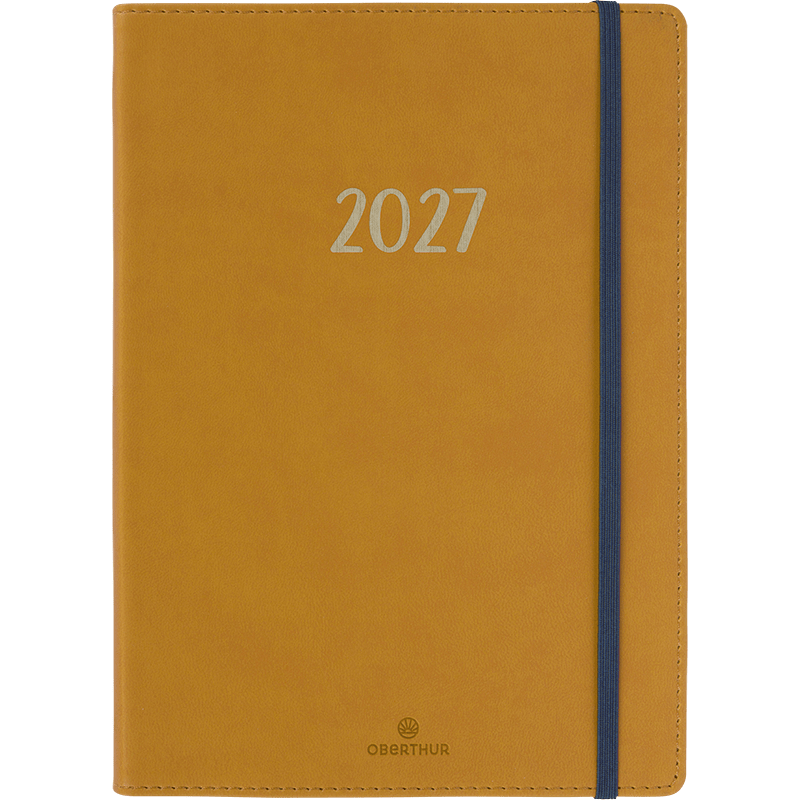 Agenda 2027 OBERTHUR My Hello Agenda - 15 x 21 cm - 1 semaine sur 2 pages - Orientation horizontale - Moutarde - 3664447229133
