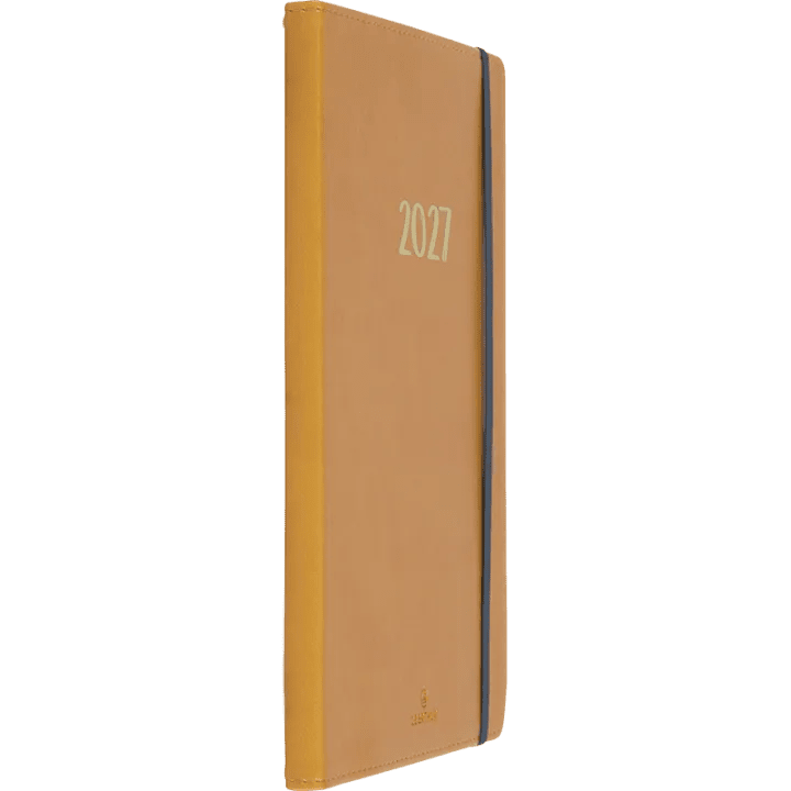 Agenda 2027 OBERTHUR My Hello Agenda - 15 x 21 cm - 1 semaine sur 2 pages - Orientation horizontale - Moutarde - 3664447229133