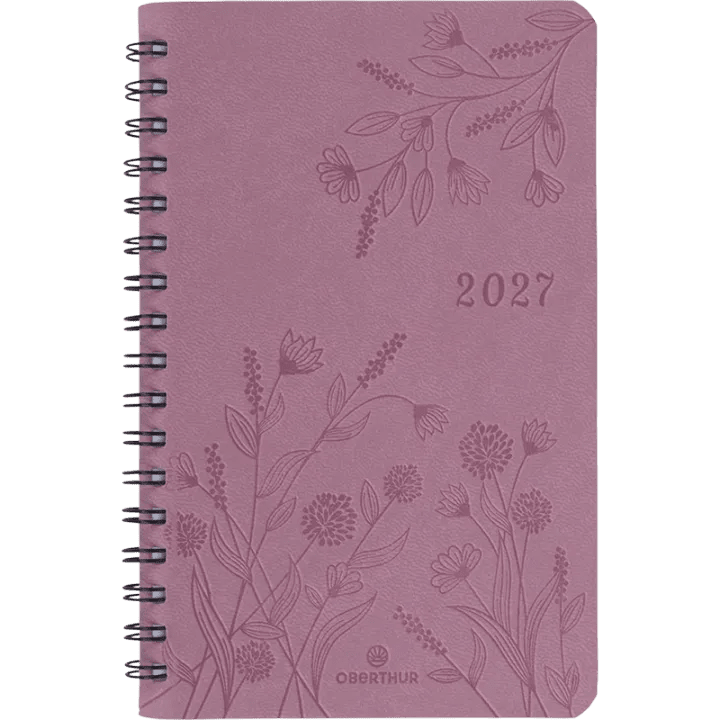 Agenda 2027 OBERTHUR Primrose - 10 x 15 cm - 1 semaine sur 2 pages - Orientation verticale - Bois de rose - 3664447229515