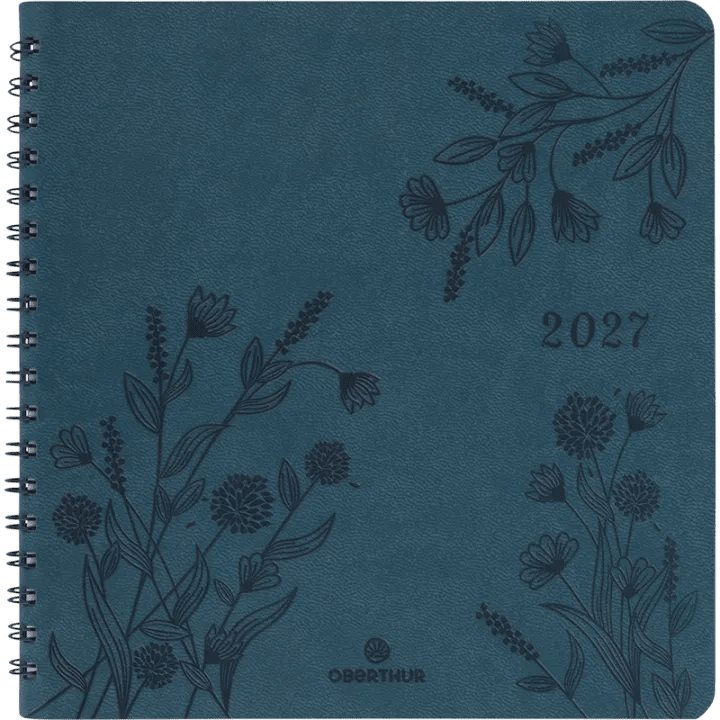 Agenda 2027 OBERTHUR Primrose - 16 x 16 cm - 1 semaine sur 2 pages - Orientation verticale - Vert canard - 3664447229423
