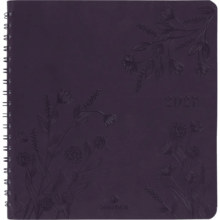 Agenda 2027 OBERTHUR Primrose - 16 x 16 cm - 1 semaine sur 2 pages - Orientation verticale - Violet - 3664447229386
