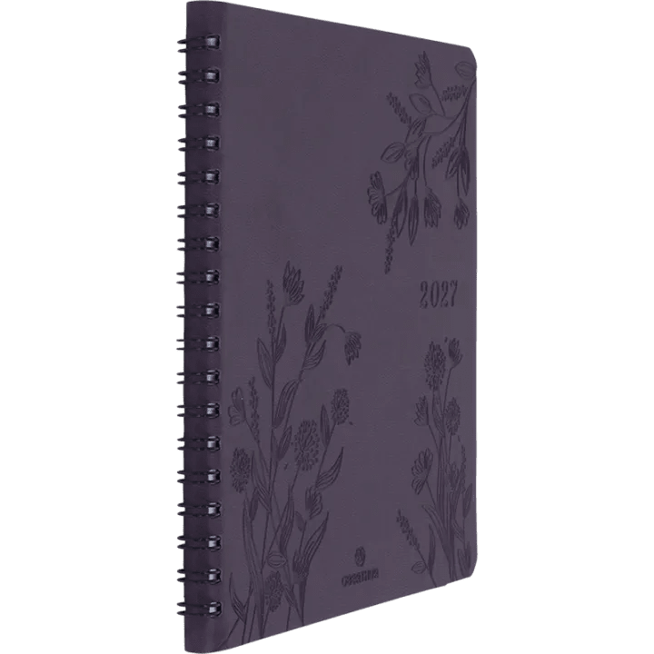 Agenda 2027 OBERTHUR Primrose - 16 x 16 cm - 1 semaine sur 2 pages - Orientation verticale - Violet - 3664447229386