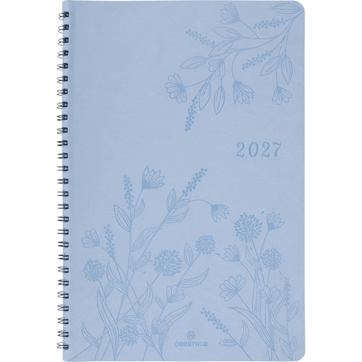 Agenda 2027 OBERTHUR Primrose - 16 x 24 cm - 1 semaine sur 2 pages - Orientation verticale - Bleu ciel - 3664447229355