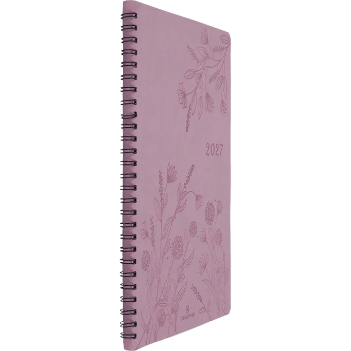 Agenda 2027 OBERTHUR Primrose - 16 x 24 cm - 1 semaine sur 2 pages - Orientation verticale - Bois de rose - 3664447229362