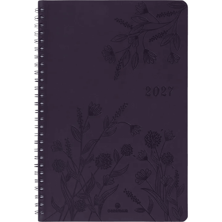 Agenda 2027 OBERTHUR Primrose - 16 x 24 cm - 1 semaine sur 2 pages - Orientation verticale - Violet - 3664447229331