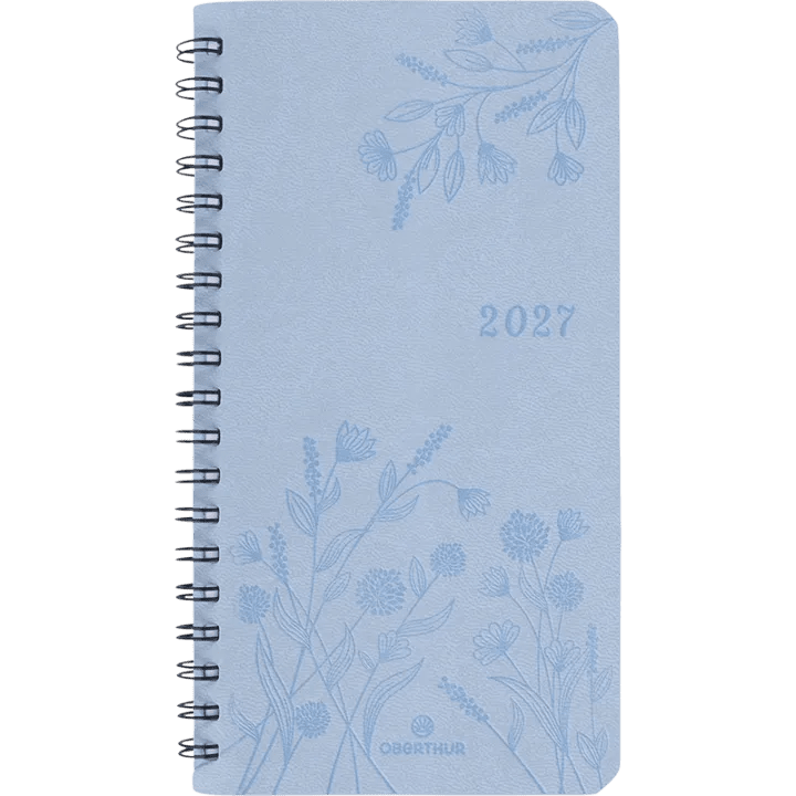 Agenda 2027 OBERTHUR Primrose - 9 x 16,5 cm - 1 semaine sur 2 pages - Orientation verticale - Bleu ciel - 3664447229454