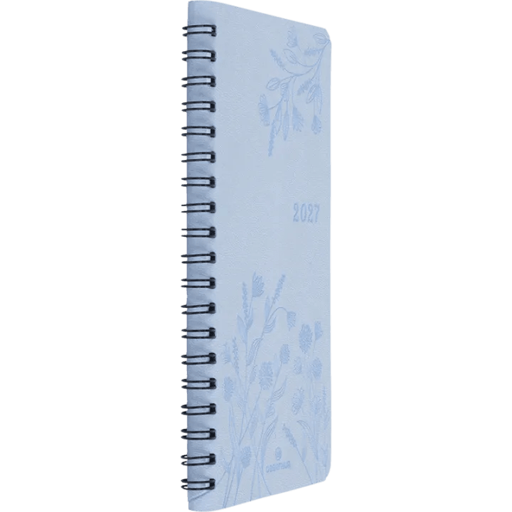 Agenda 2027 OBERTHUR Primrose - 9 x 16,5 cm - 1 semaine sur 2 pages - Orientation verticale - Bleu ciel - 3664447229454