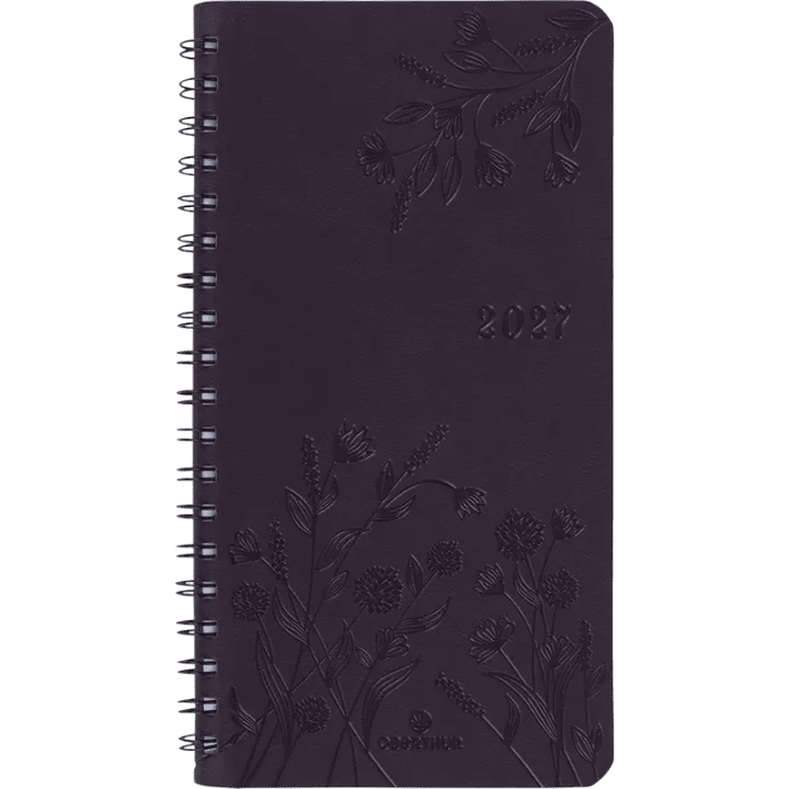 Agenda 2027 OBERTHUR Primrose - 9 x 16,5 cm - 1 semaine sur 2 pages - Orientation verticale - Violet - 3664447229430