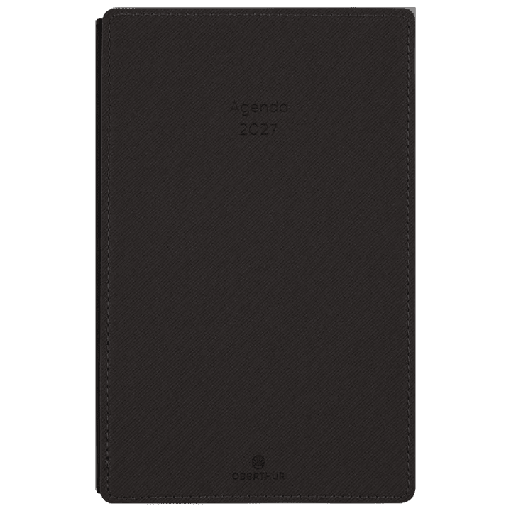Agenda 2027 OBERTHUR Stan - 13 x 20 cm - 1 semaine + notes - Orientation horizontale - Noir - 3664447234991