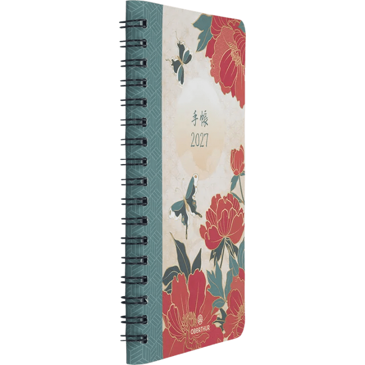 Agenda 2027 OBERTHUR Tokyo - 10 x 15 cm - 1 semaine sur 2 pages - Orientation verticale - Papillons - 3664447232324