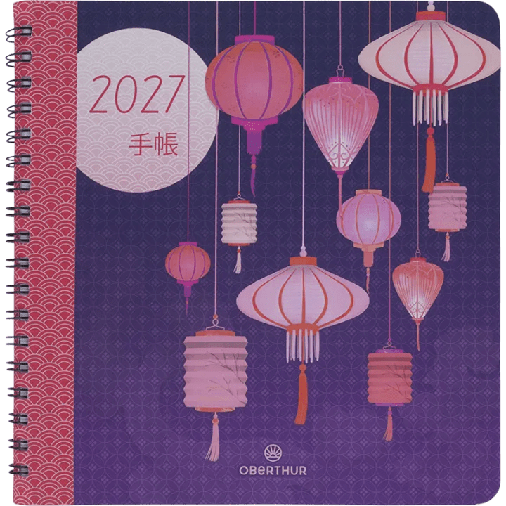 Agenda 2027 OBERTHUR Tokyo - 16 x 16 cm - 1 semaine sur 2 pages - Orientation verticale - Lanternes - 3664447232249