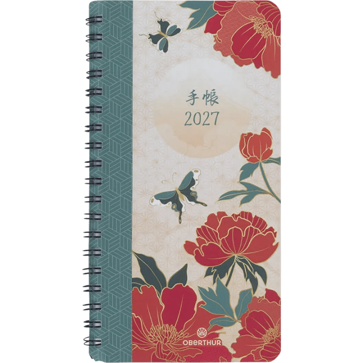 Agenda 2027 OBERTHUR Tokyo - 9 x 16,5 cm - 1 semaine sur 2 pages - Orientation verticale - Papillons - 3664447232294