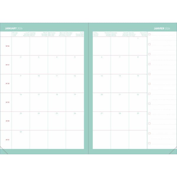 Agenda 2027 QUO VADIS Affaires Color - 10 x 15 cm - 1 semaine sur 2 pages - Orientation verticale - Ella beige - 3371010544547