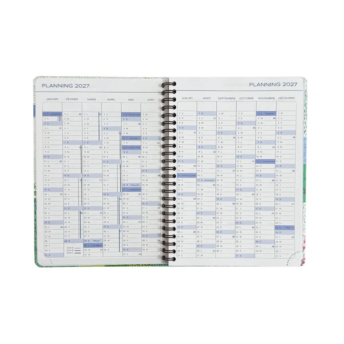 Agenda 2027 ÉPOPÉE 4 Saisons - A5 - 1 semaine sur 2 pages - Orientation verticale - Printemps