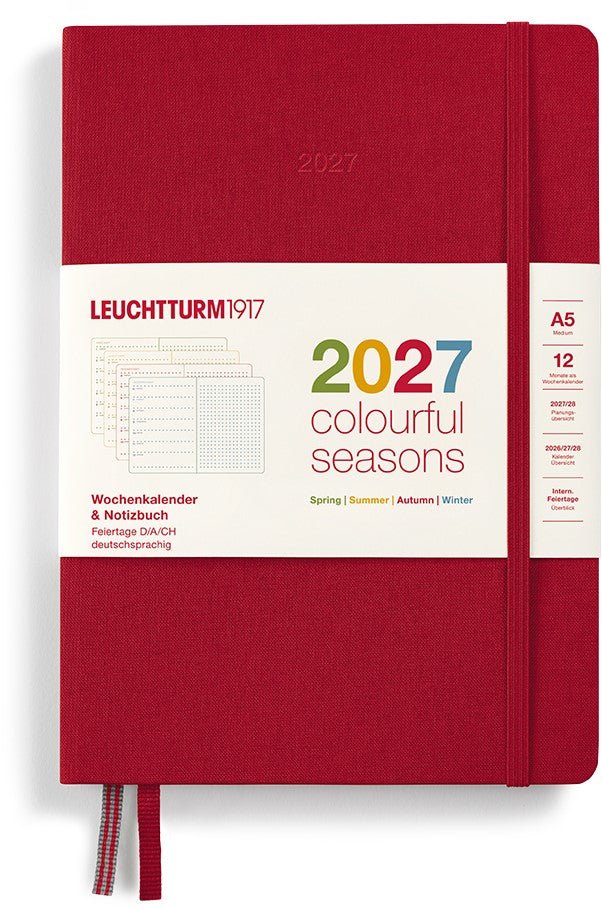 Agenda Colourful Seasons Edition 2027 LEUCHTTURM1917, Anglais - A5 - Hardcover - Red - 4070292003566