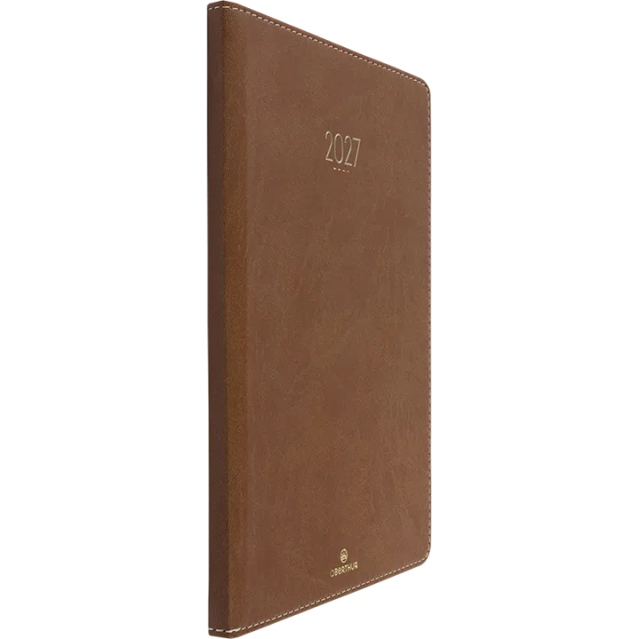 Agenda 2027 OBERTHUR Eton - 16 x 24 cm - 1 semaine sur 2 pages - Orientation verticale - Marron