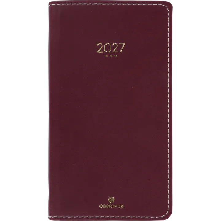 Agenda 2027 OBERTHUR Eton - 9 x 16,5 cm - 1 semaine sur 2 pages - Orientation horizontale - Bordeaux