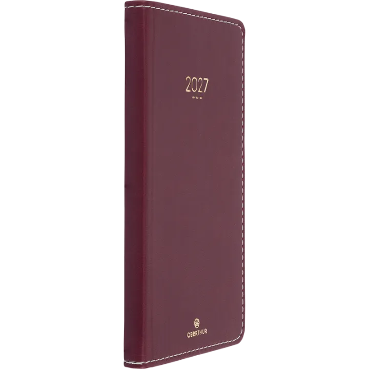 Agenda 2027 OBERTHUR Eton - 9 x 16,5 cm - 1 semaine sur 2 pages - Orientation horizontale - Bordeaux