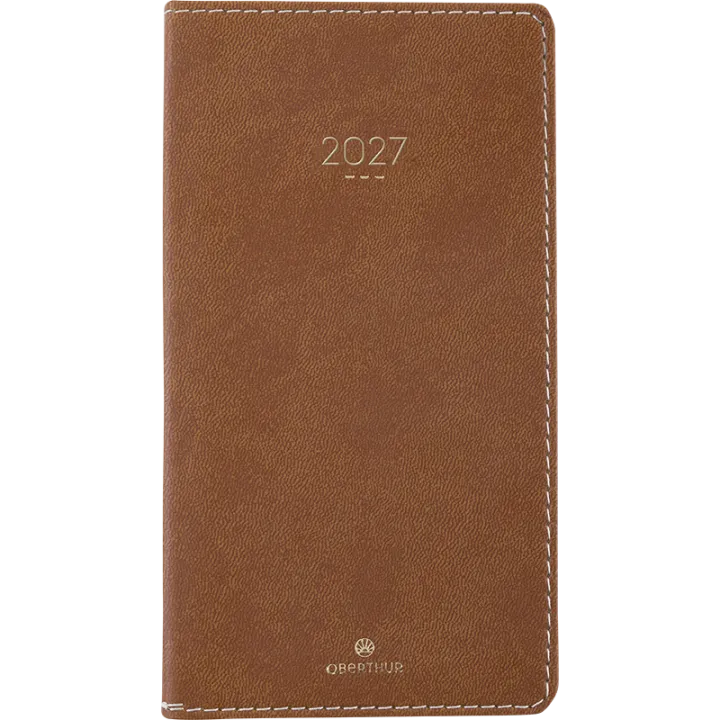 Agenda 2027 OBERTHUR Eton - 9 x 16,5 cm - 1 semaine sur 2 pages - Orientation horizontale - Marron
