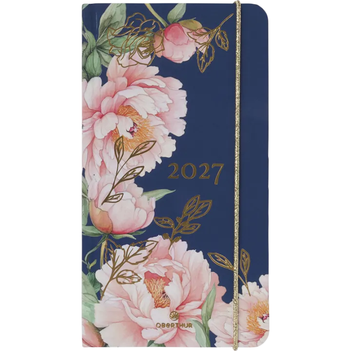 Agenda 2027 OBERTHUR Giverny - 9 x 16,5 cm - 1 semaine sur 2 pages - Orientation verticale - Pivoines