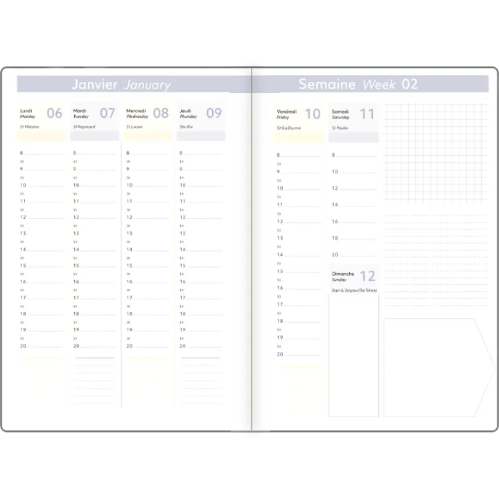 Agenda 2027 OBERTHUR Giverny - 16 x 24 cm - 1 semaine sur 2 pages - Orientation verticale - Herbier