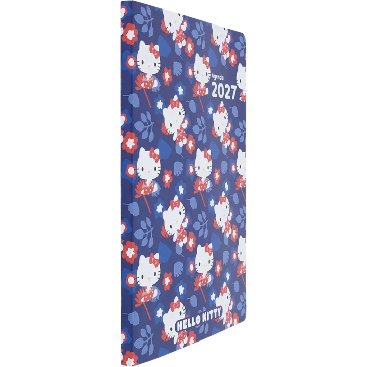 Agenda 2027 OBERTHUR Hello Kitty - 16 x 24 cm - 1 semaine sur 2 pages - Orientation verticale - Fleurs