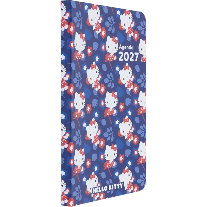 Agenda 2027 OBERTHUR Hello Kitty - 10 x 15 cm - 1 semaine sur 2 pages - Orientation verticale - Fleurs