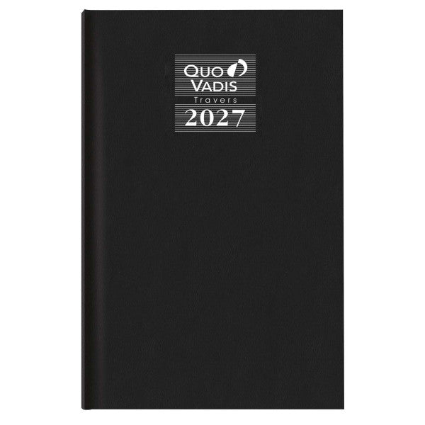 Agenda 2027 QUO VADIS Travers - 13 x 21 cm - 1 jour par page - Orientation horizontale - Korex noir