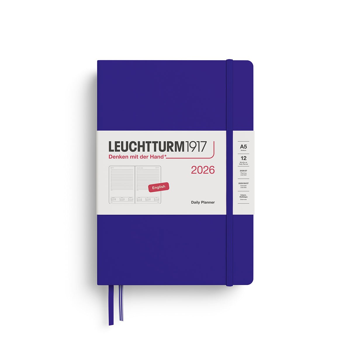 Agenda Journalier 2026 LEUCHTTURM1917, Anglais - A5 - Hardcover - Ink - 4004117666704